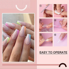 240Pcs Clear Gel Full Cover Nail Tips Square False Nails DIY Salon