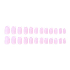 French Tip Pink Press On Nails Full Cover Coffin Short Length