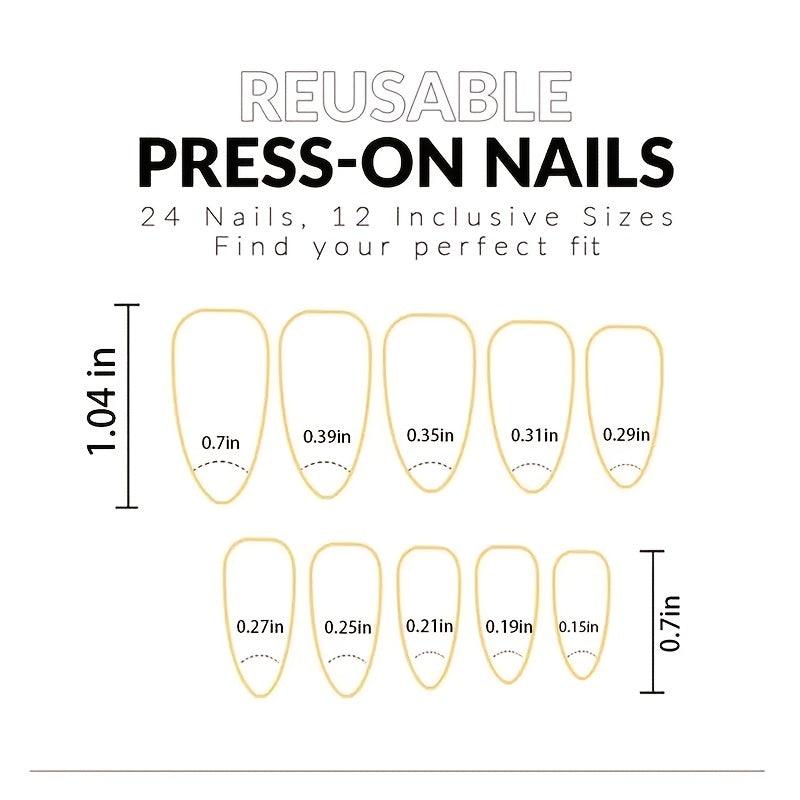 French Tip Pink Press On Nails Full Cover Coffin Short Length