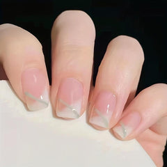 Pink Press On Nails Short Acrylic False Nails Easy to Apply & Remove