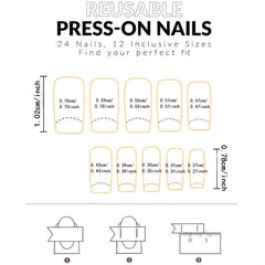 24pcs Brown Gradient Press On Nails with Rhinestone Short Square False Nails