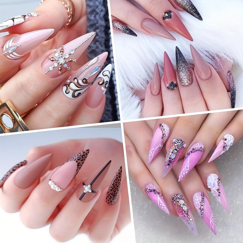 120PCS Medium Stiletto Nail Tips Almond Shape False Nails