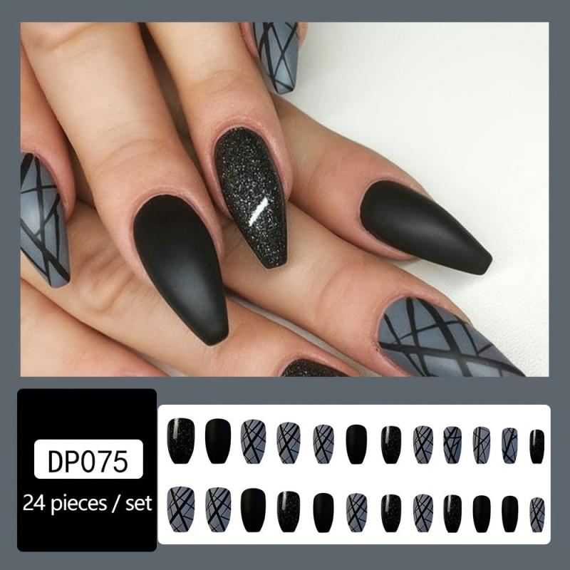 Glitter False Nails Frosted Sparkling Press On Nails Halloween