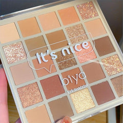 25 Eyeshadow Palette Oat Milk Tea Orange Brown Glitter Pearly Shimmer