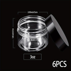 6 Pcs Plastic Pot Jars Round Clear Leak Proof Cosmetic Container With Lids