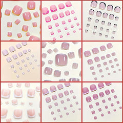 24pcs Glossy Rose Red Press On Toenails for Women - Easy to Apply and Remove