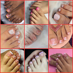 24pcs Glossy Rose Red Press On Toenails for Women - Easy to Apply and Remove
