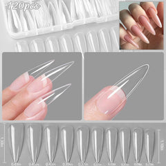 120 pcs Full Cover Square Oval False Nail Tips Natural Look Manicure Tools
