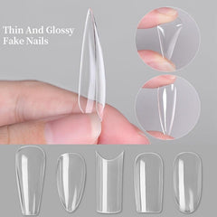 120 pcs Full Cover Square Oval False Nail Tips Natural Look Manicure Tools