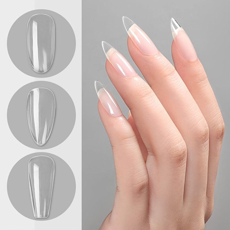 120 pcs Full Cover Square Oval False Nail Tips Natural Look Manicure Tools