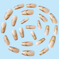 Foil Stripe Ballet Nails Press On Manicure