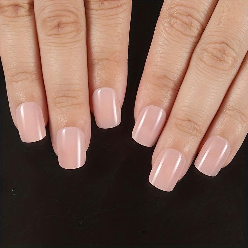 24 pcs Stylish Square Press-On Nails Solid Acrylic Full Cover False Nails
