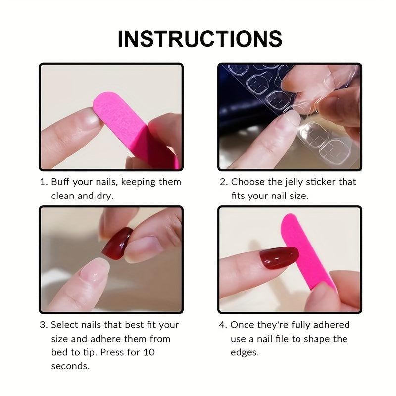 24 pcs Stylish Square Press-On Nails Solid Acrylic Full Cover False Nails
