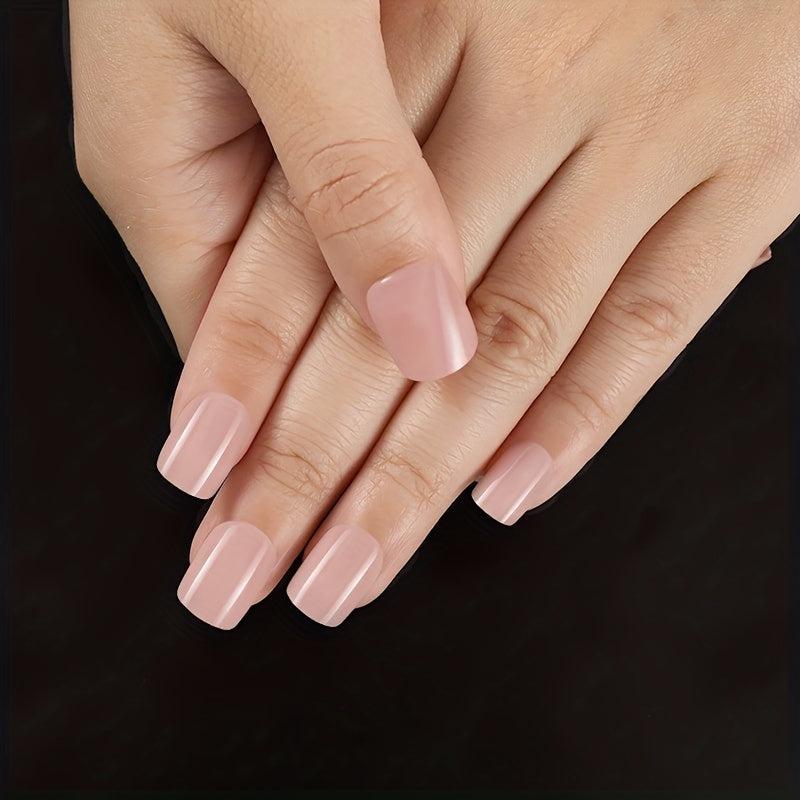 24 pcs Stylish Square Press-On Nails Solid Acrylic Full Cover False Nails