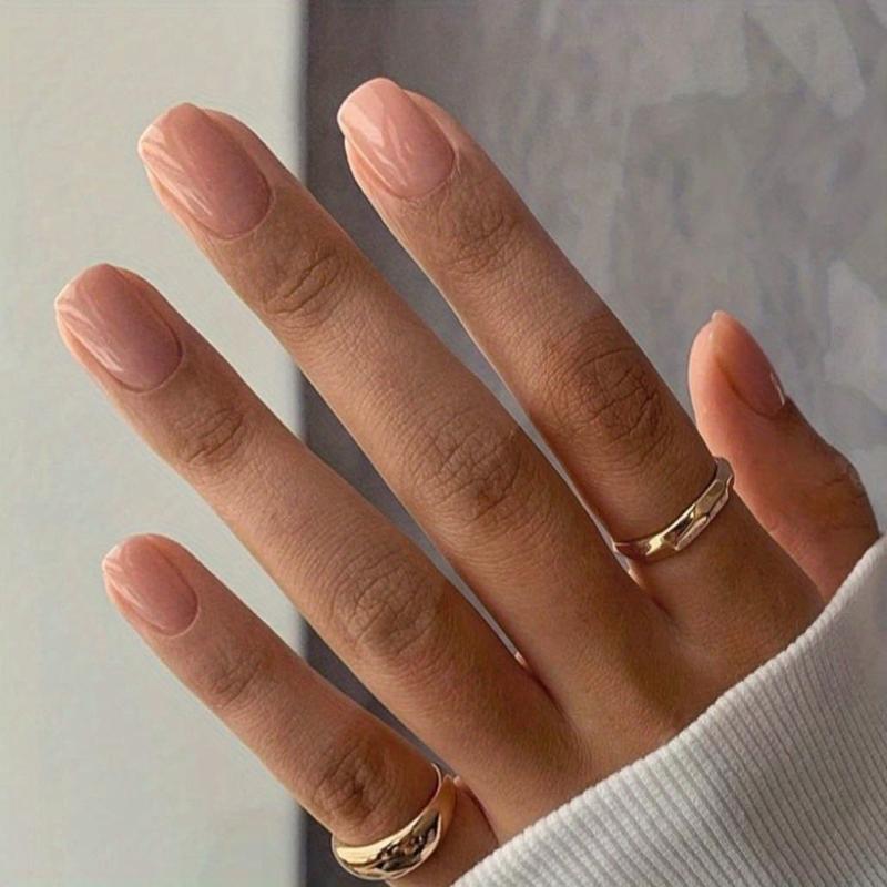 24 pcs Stylish Square Press-On Nails Solid Acrylic Full Cover False Nails