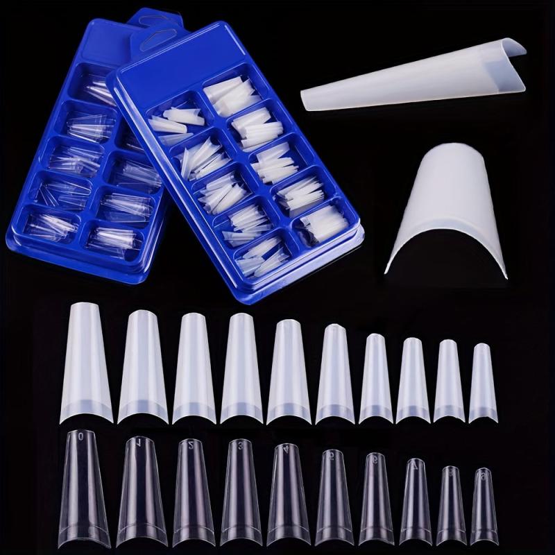 100 pcs Clear French Acrylic False Nail Tips 10 Sizes DIY Nail Art Salon Use