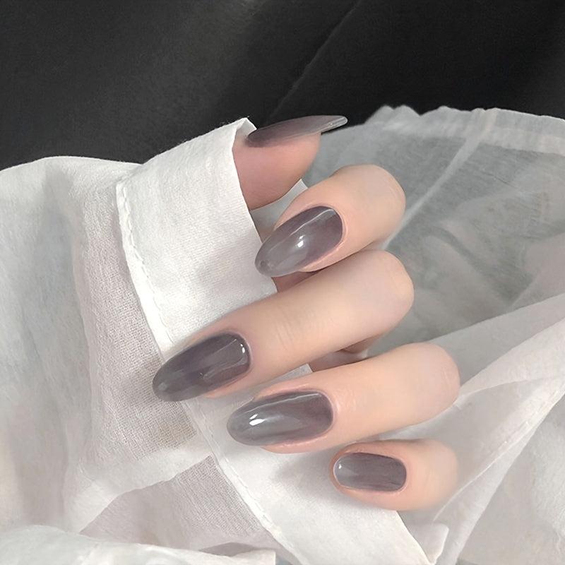 Medium Glossy Acrylic Full Cover Press On Nails Kit for Women and Girls
