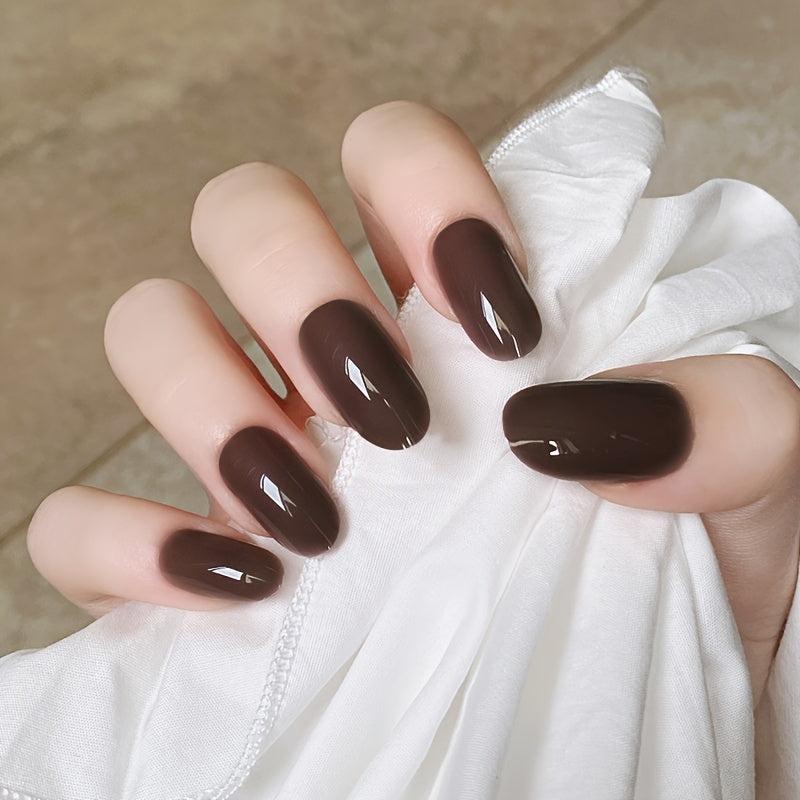 Medium Glossy Acrylic Full Cover Press On Nails Kit for Women and Girls