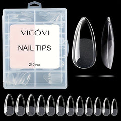 240pcs Almond Nail Tips Matte Stiletto False Nails