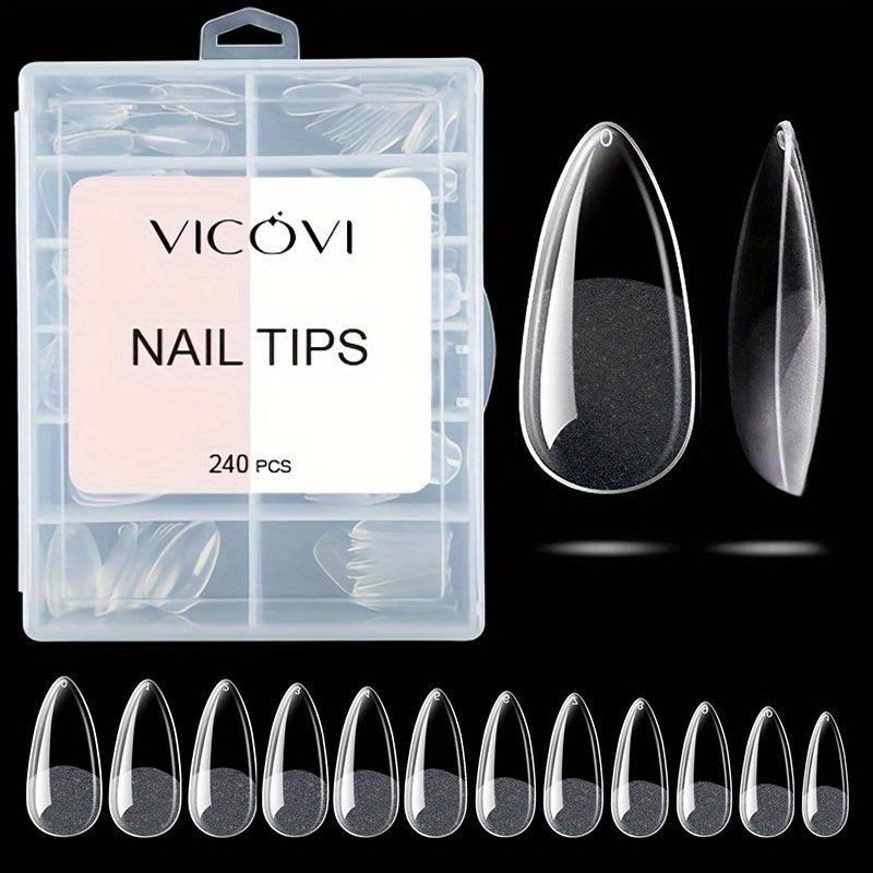 240pcs Almond Nail Tips Matte Stiletto False Nails