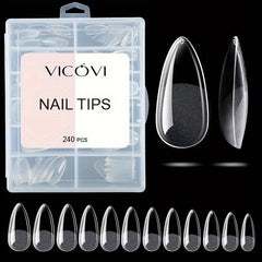 240pcs Almond Nail Tips Matte Stiletto False Nails