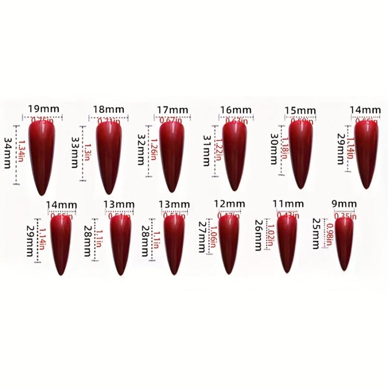 24pcs Red Stiletto Press On Nails Long Lasting Full Cover False Nails