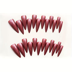 24pcs Red Stiletto Press On Nails Long Lasting Full Cover False Nails