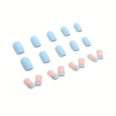 French Tip Press On Nails with Rhinestone Bling and Glitter Sequins