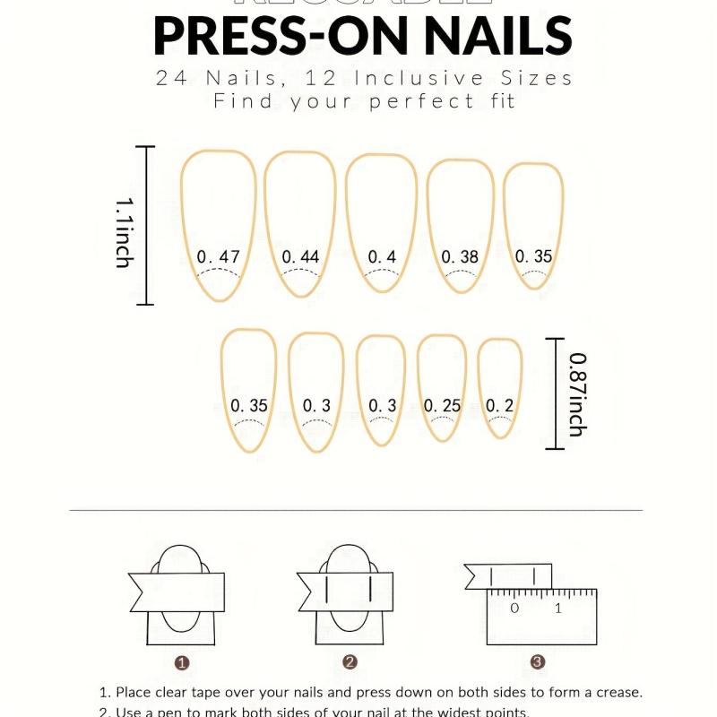 24 Almond Acrylic Nails Flowers French Tip Press On Nails w/ Glue Sticker & File