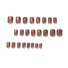 Red Sequin Press On Nails Glossy Full Cover Squoval False Nails