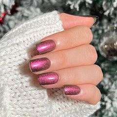 Red Sequin Press On Nails Glossy Full Cover Squoval False Nails
