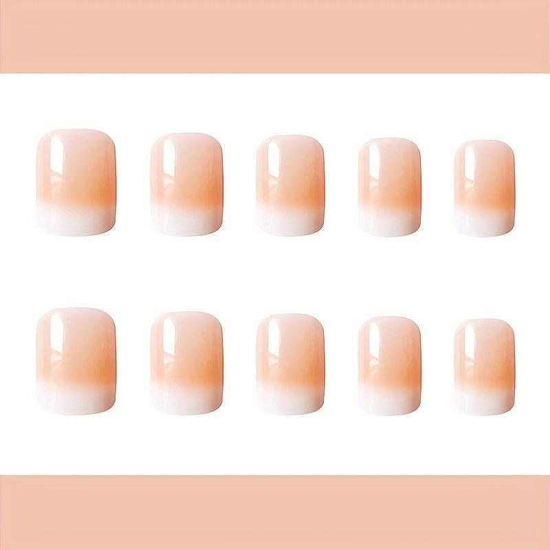 24pcs Gradient Pink Press On Nails Gloss Finish Reusable for Weddings
