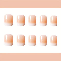 24pcs Gradient Pink Press On Nails Gloss Finish Reusable for Weddings