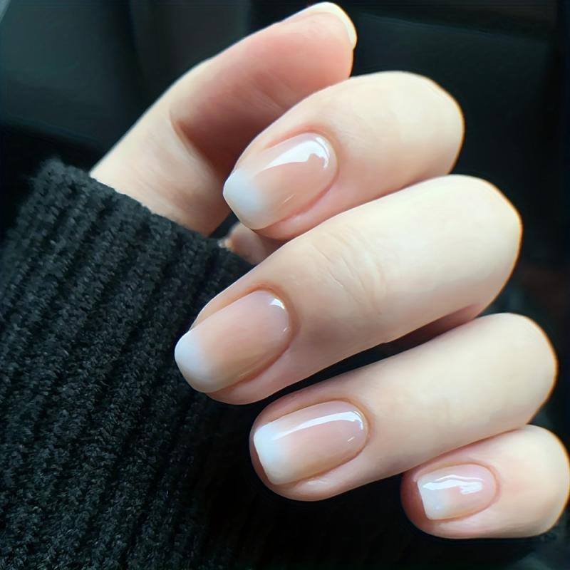 24pcs Gradient Pink Press On Nails Gloss Finish Reusable for Weddings