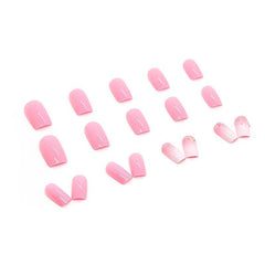24 Pcs Pink Rhinestone Press On Nails with Jelly Glue