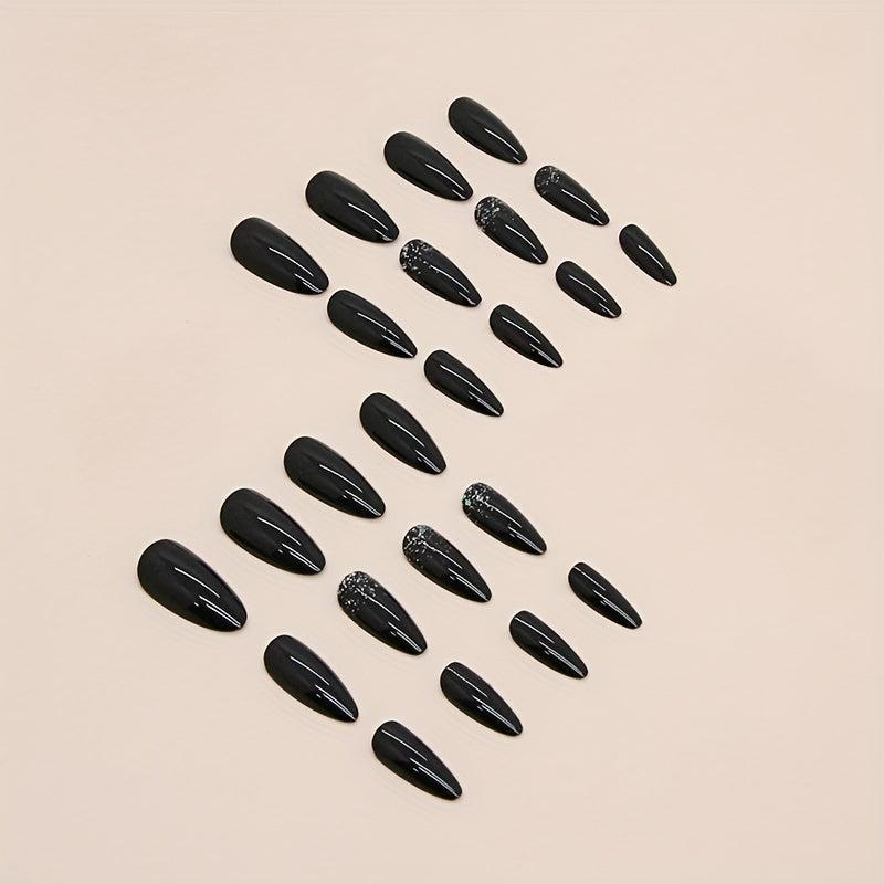 24pcs Glitter Sequin Full Cover Press On Nails Sweet and False Nails for Women