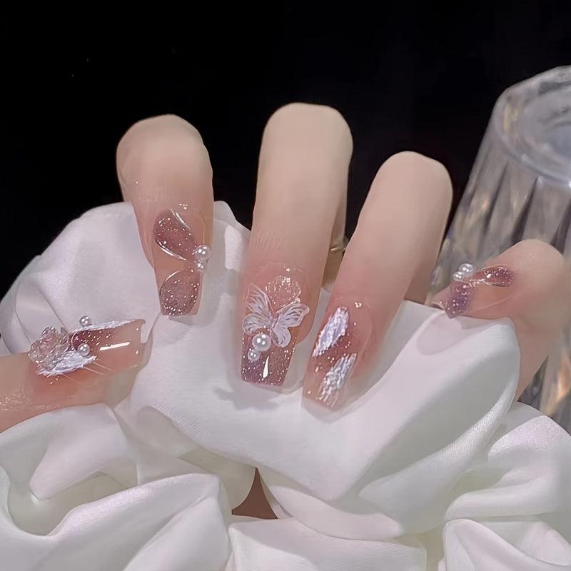 Fairy Purple Ballet Press On Nails with Butterfly