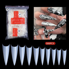 600pcs Soft Gel Nail Tips Clear Acrylic Extra Long Stiletto False Nail Tips