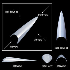 600pcs Soft Gel Nail Tips Clear Acrylic Extra Long Stiletto False Nail Tips