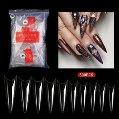 600pcs Soft Gel Nail Tips Clear Acrylic Extra Long Stiletto False Nail Tips