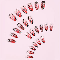 24pcs Summer Gradient Pink Almond Press On Nails With Butterflies