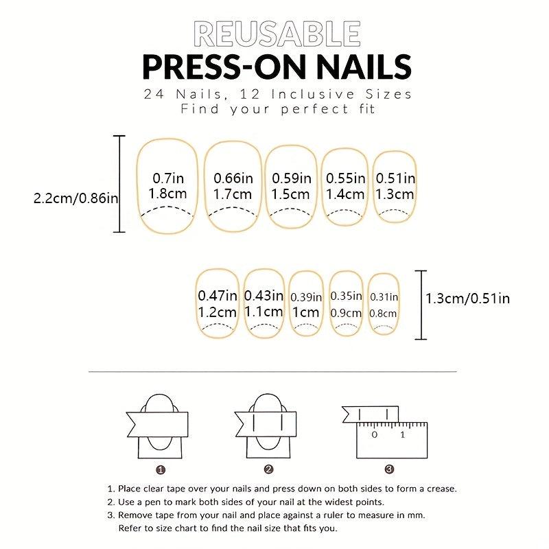24pcs Purple Acrylic Nails with Marbling Easy to Apply Press On Nails