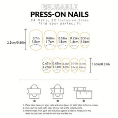 24pcs Purple Acrylic Nails with Marbling Easy to Apply Press On Nails