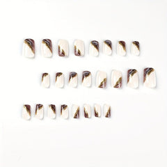 24pcs Purple Acrylic Nails with Marbling Easy to Apply Press On Nails