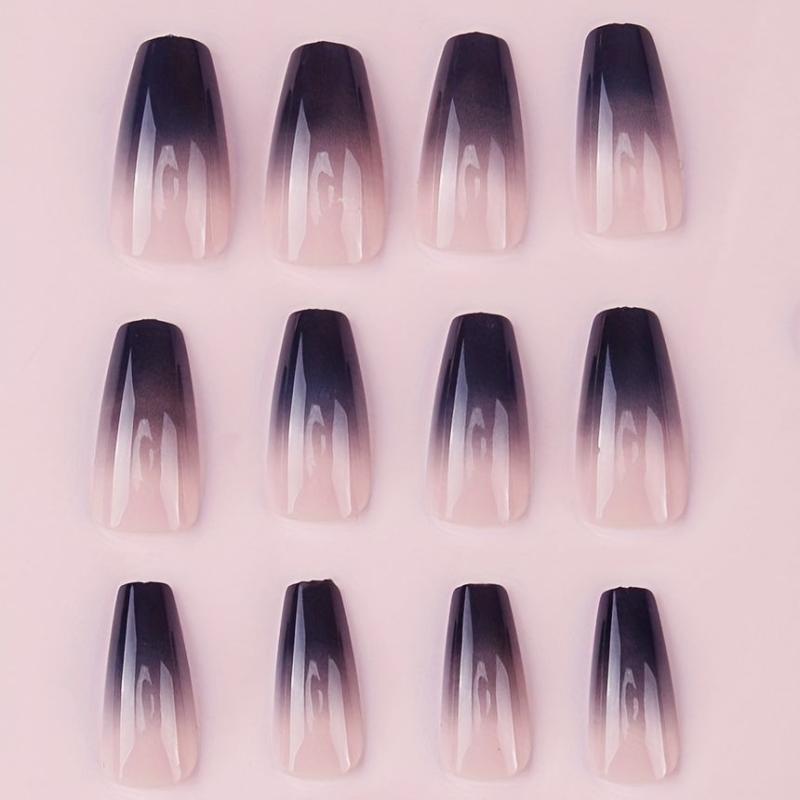 24pcs Gradient Press On Nails Medium Coffin False Nails for Halloween