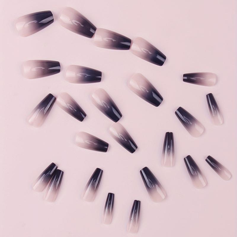 24pcs Gradient Press On Nails Medium Coffin False Nails for Halloween