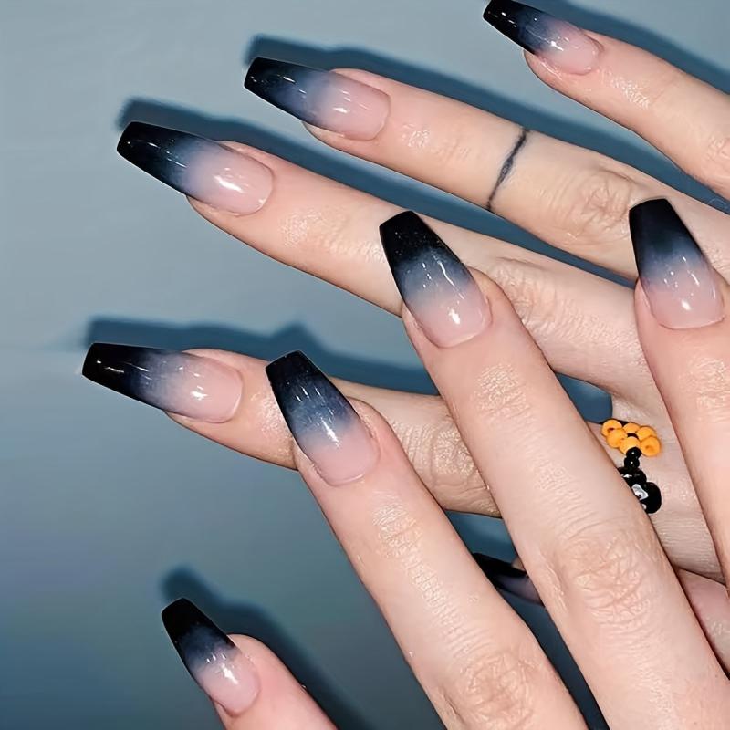 24pcs Gradient Press On Nails Medium Coffin False Nails for Halloween