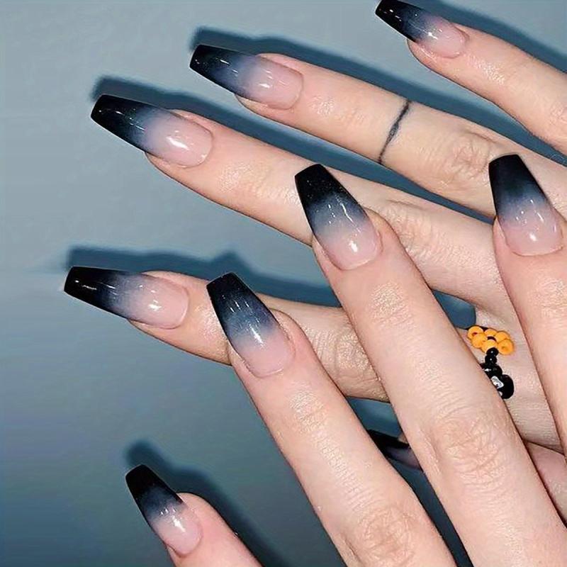 24pcs Gradient Press On Nails Medium Coffin False Nails for Halloween