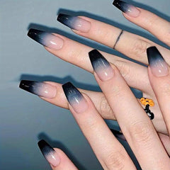 24pcs Gradient Press On Nails Medium Coffin False Nails for Halloween