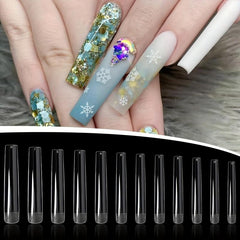 120pcs Long Clear False Nail Tips with Storage Case